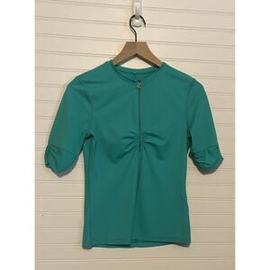 Prana 1/4 Zip Nylon/Spandex Short Sleeve Shirt (Women's XS) Teal